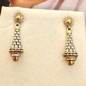 LAGOS CAVIAR 18K/Silver BEADED TEARDROP Earrings